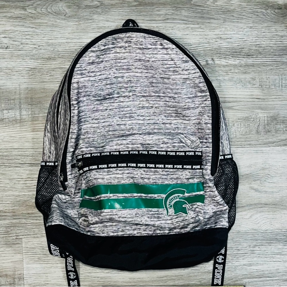 VS PINK black and white logo multi pocket Backpack